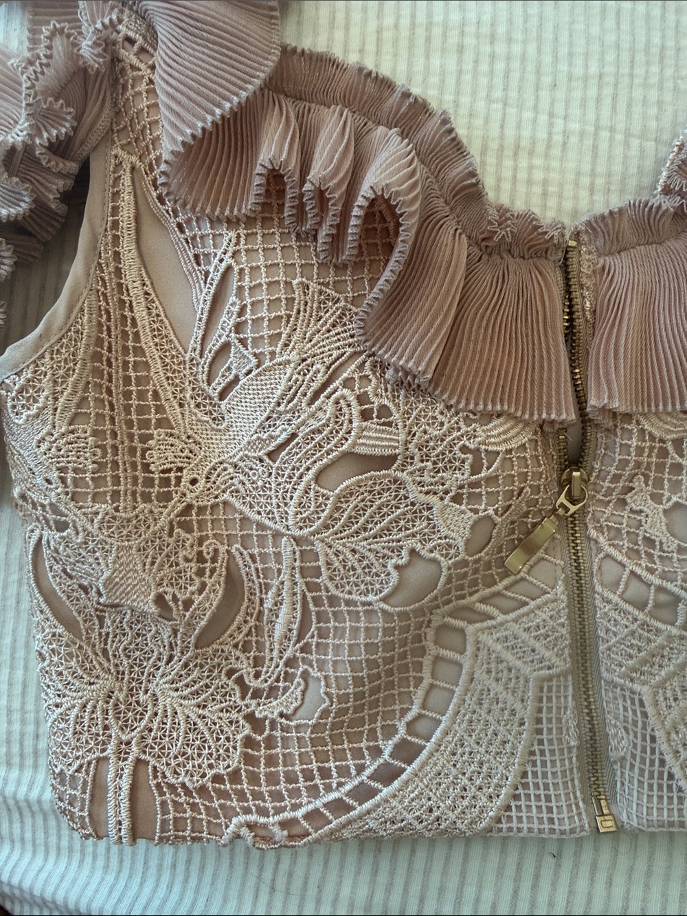 Alice McCall ‘Signed Sealed’ Ruffle Lace Top in Blush - Picture 11 of 11